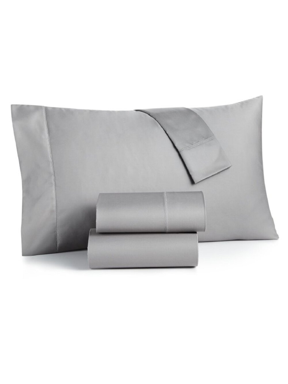 new Charter Club Damask Solid 550 TC 100% Cotton QUEEN Sheet Set in SMOKE